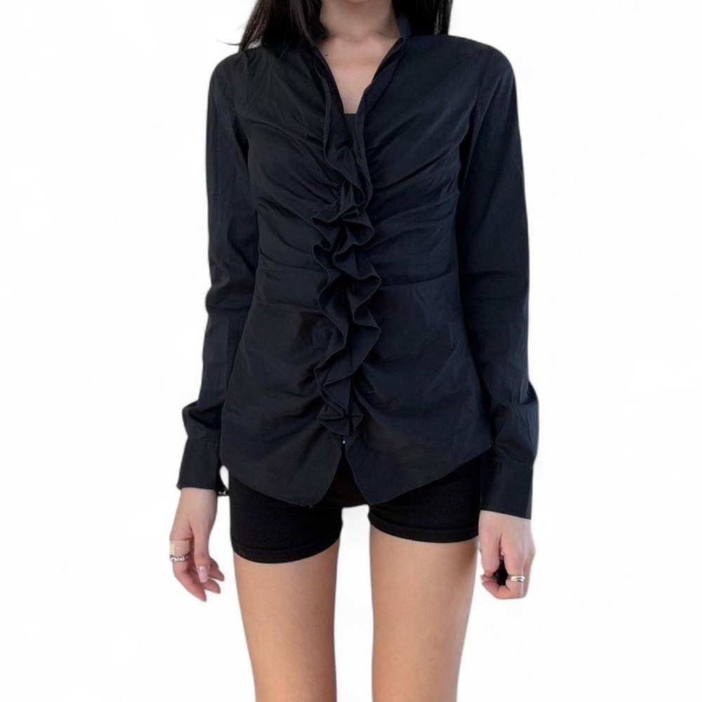 Giorgio Armani Collezioni - Black Ruffled Women's Top